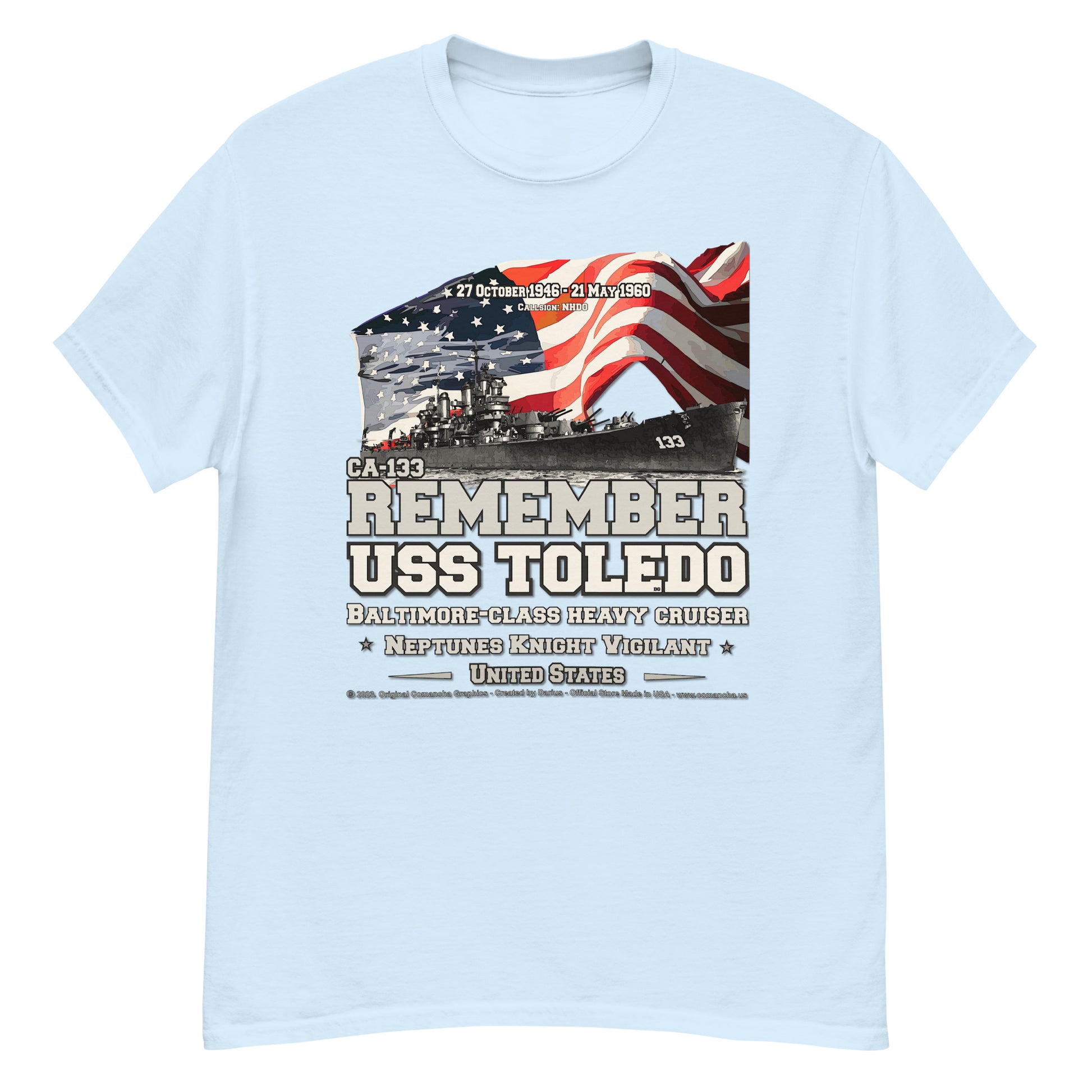 USS TOLEDO CA-133 Heavy Cruiser Veterans T-shirt, Comancha Design,