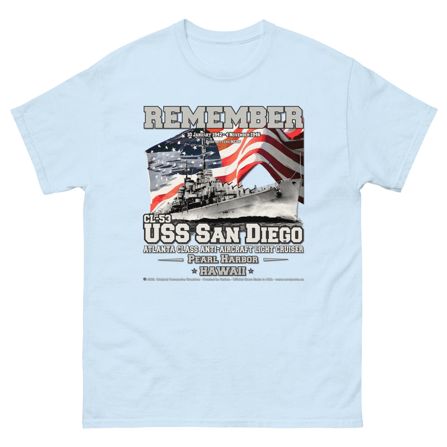 USS SAN DIEGO CL-53 Light Cruiser t-shirt