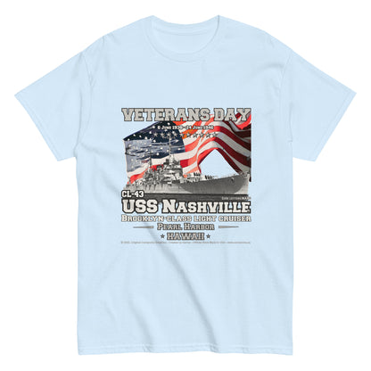 USS NASHVILLE CL-43 Cruiser veterans t-shirt, Comancha,