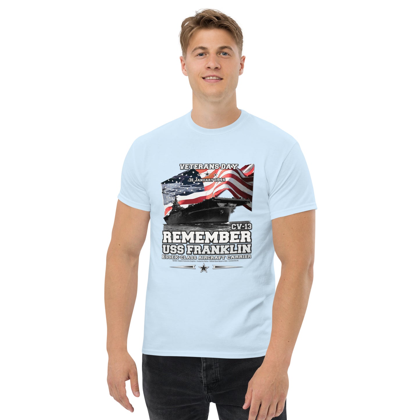 USS FRANKLIN CV-13 Aircraft Carrier Veterans Classic Tee,