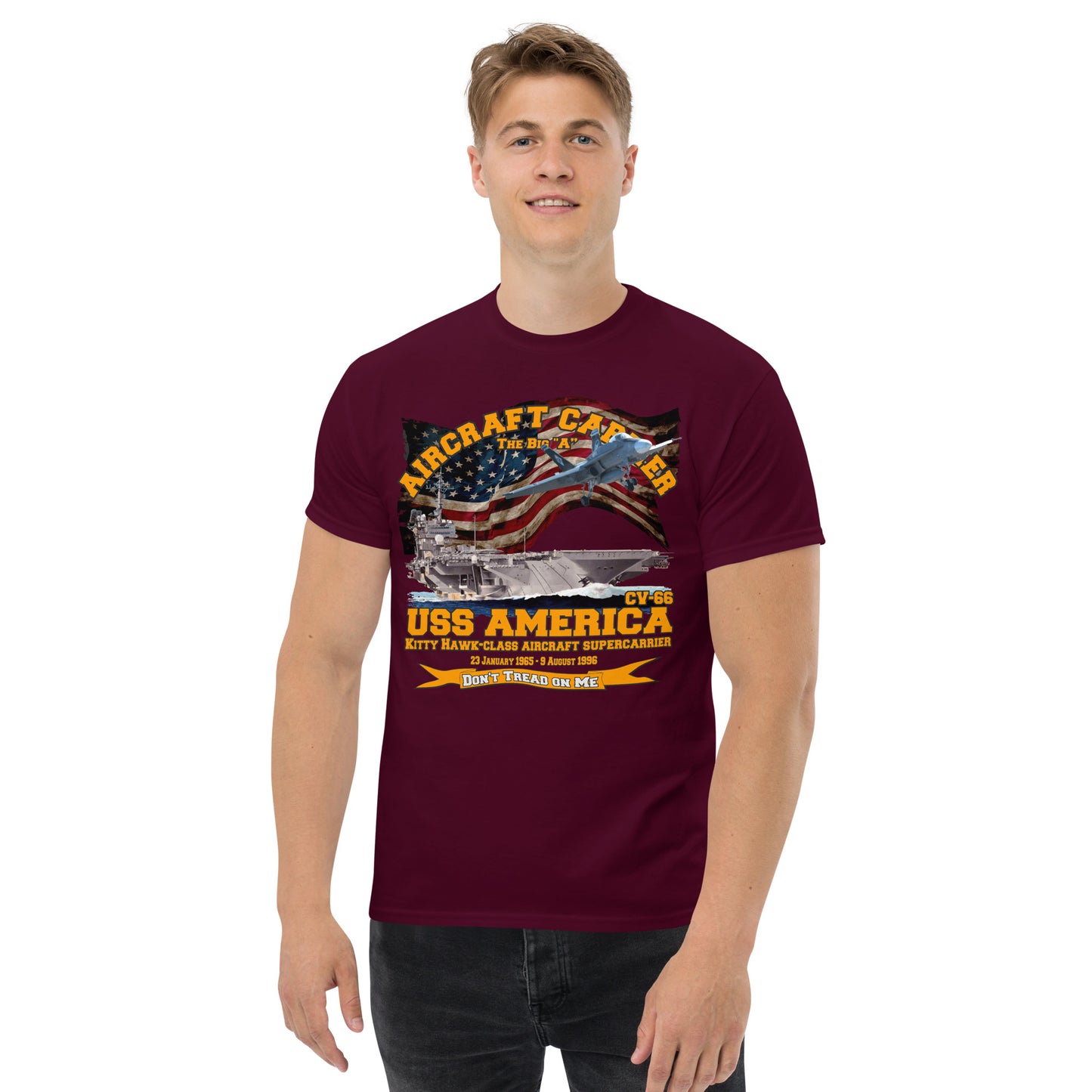 USS America CV-66 Aircraft Carrier, comancha t-shirt