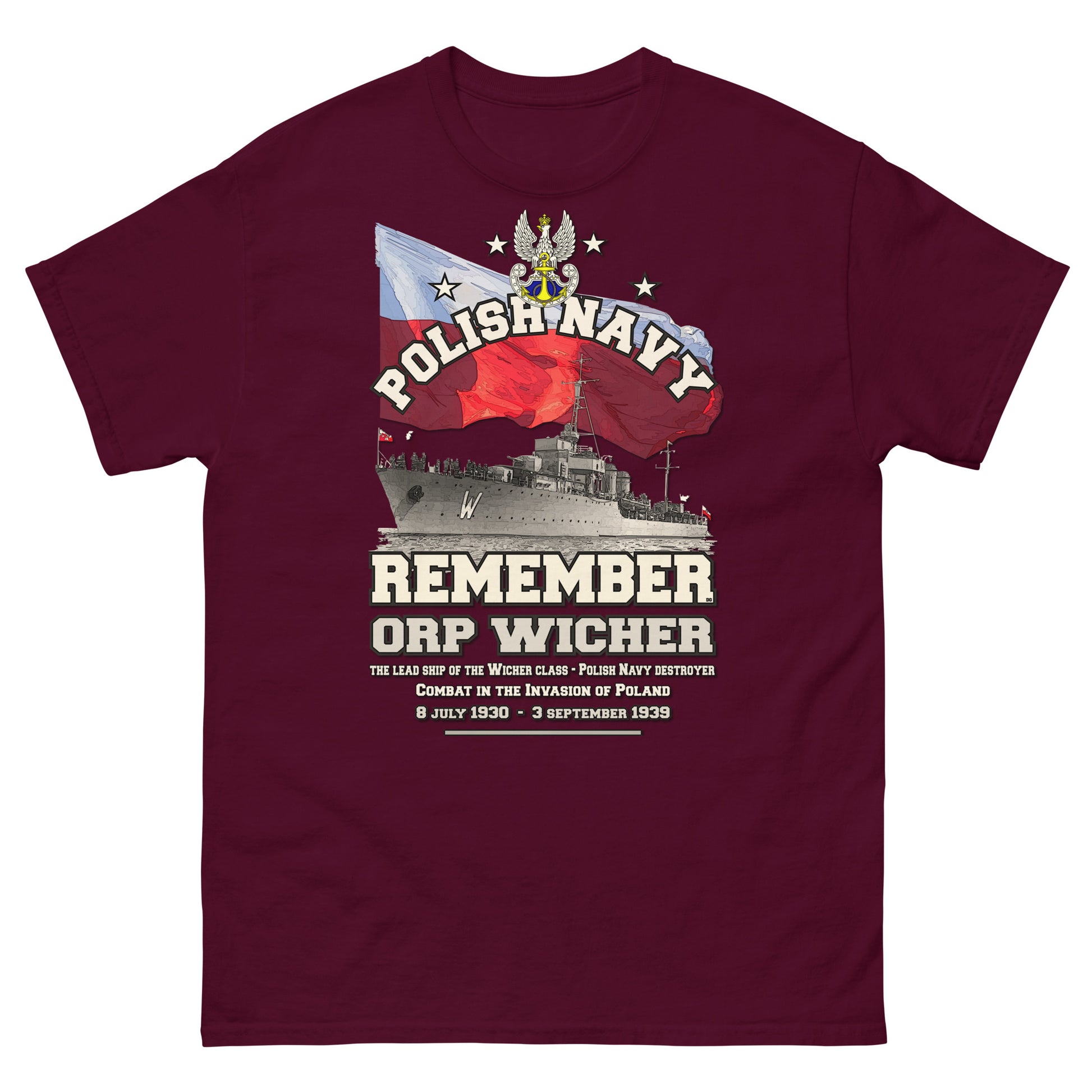 ORP Wicher t-shirt, ORP Wicher Destroyer T-shirt,ORP Wicher Polish Navy, T-Shirt Comancha.us, Comancha Design,