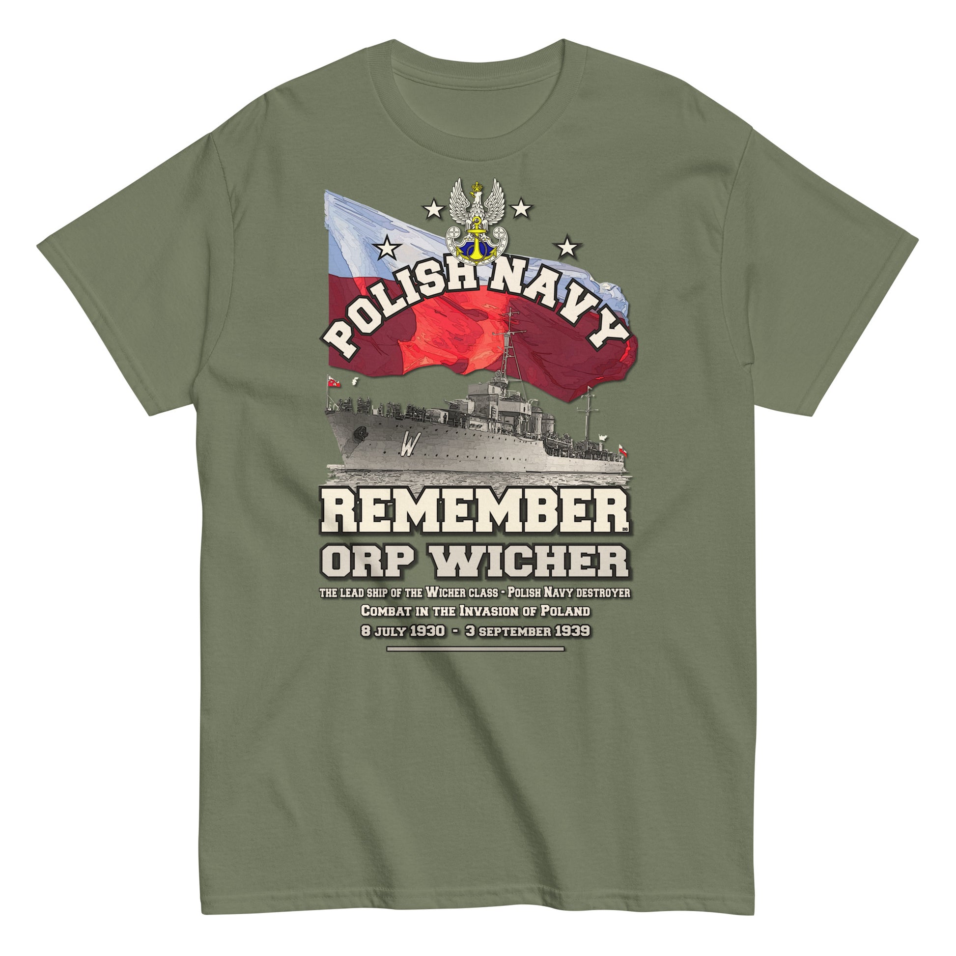 ORP Wicher t-shirt, ORP Wicher Destroyer T-shirt,ORP Wicher Polish Navy, T-Shirt Comancha.us, Comancha Design,