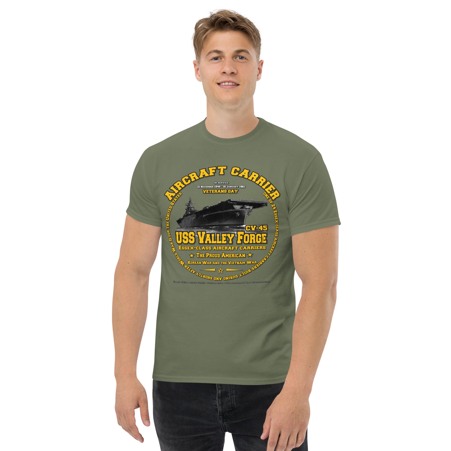 USS VALLEY FORGE CV-45 Aircraft Carrier T-shirt, Comancha Design,