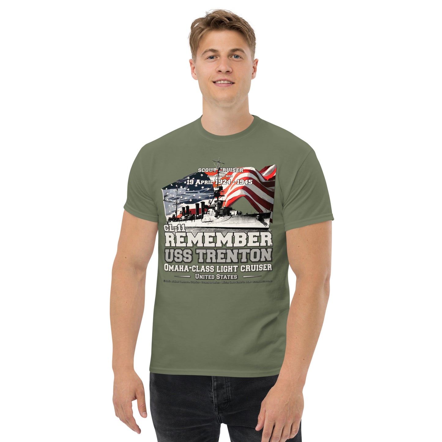 USS TRENTON CL-11 Light Cruiser T-Shirt, Comancha Military Tee,