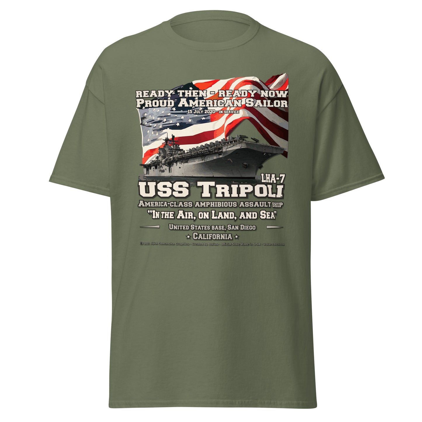 USS TRIPOLI LHA-7 Amphibious Assault Ship Veterans, Comancha T-shirts,