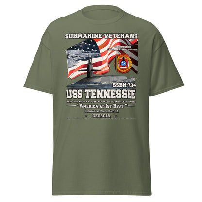 USS TENNESSEE SSN-734 Submarine Veterans T-shirt, Comancha Design,