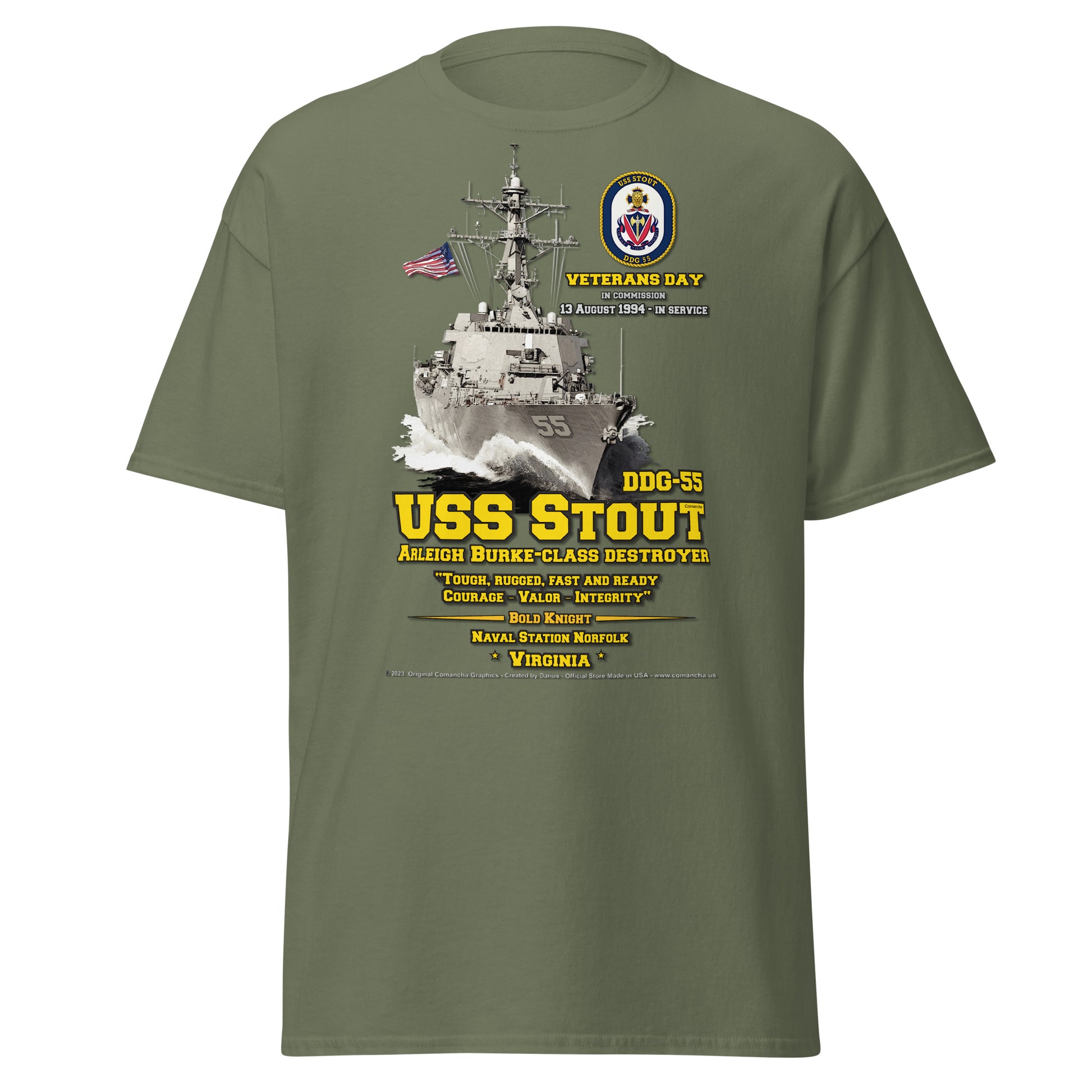 USS STOUT DDG-55 Destroyer Veterans Tee, Comancha Navy T-shirts,