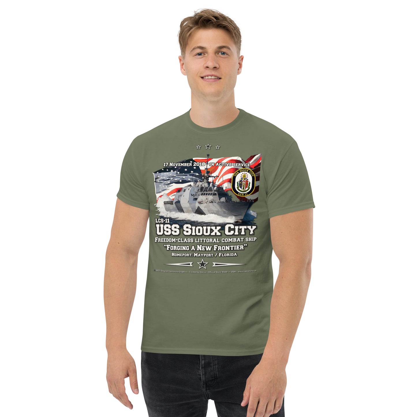 USS SIOUX CITY LCS-11 Littoral Combat Ship Veterans, Comancha T-shirts,