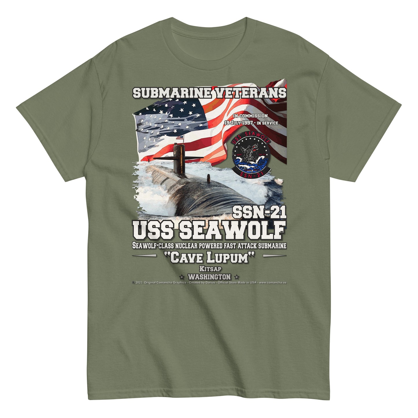 USS SEAWOLF SSN-21 Submarine Veterans T-shirt, Comancha Navy Tees,