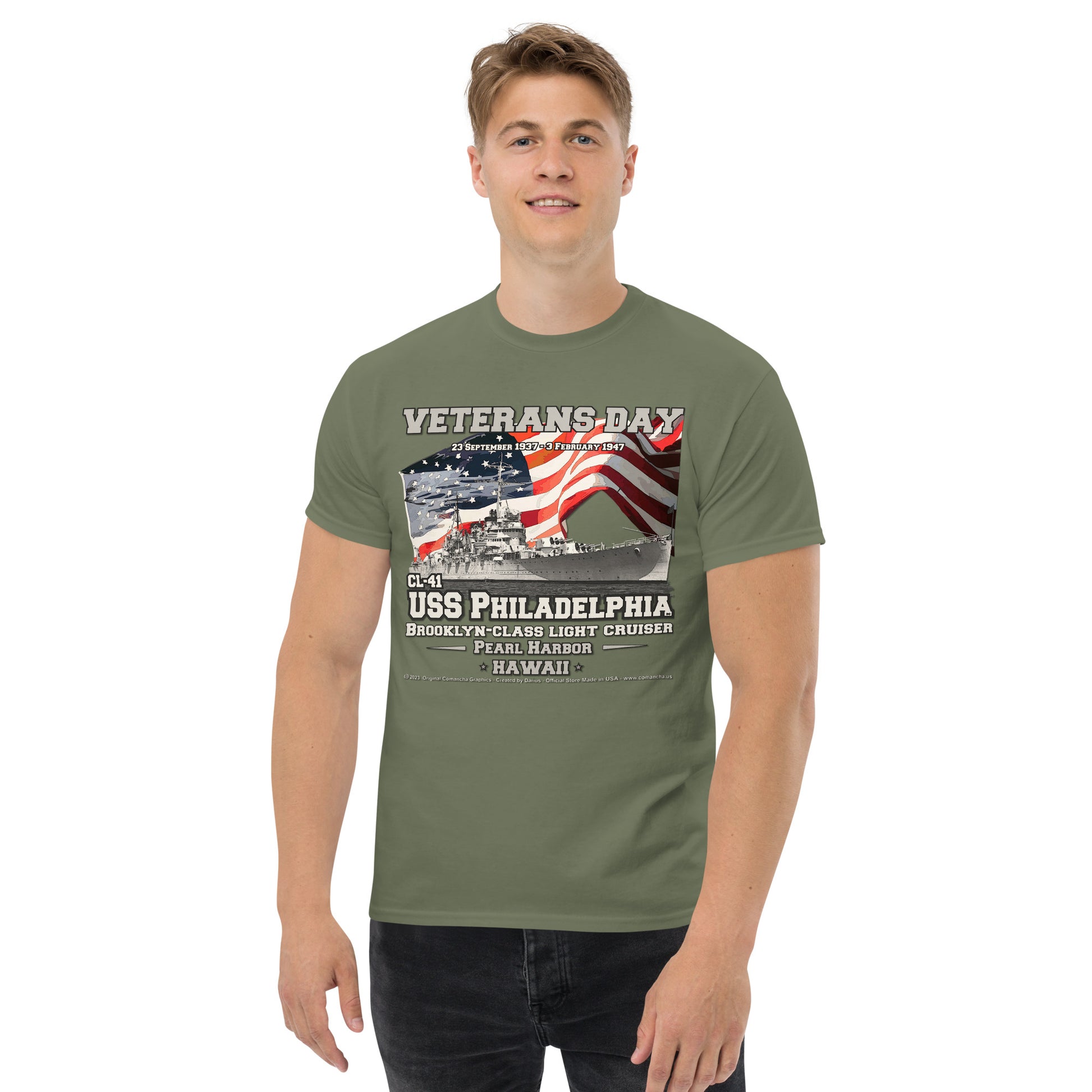 USS PHILADELPHIA CL-41 Light Cruiser Veterans Classic T-Shirt, Comancha t-shirts,