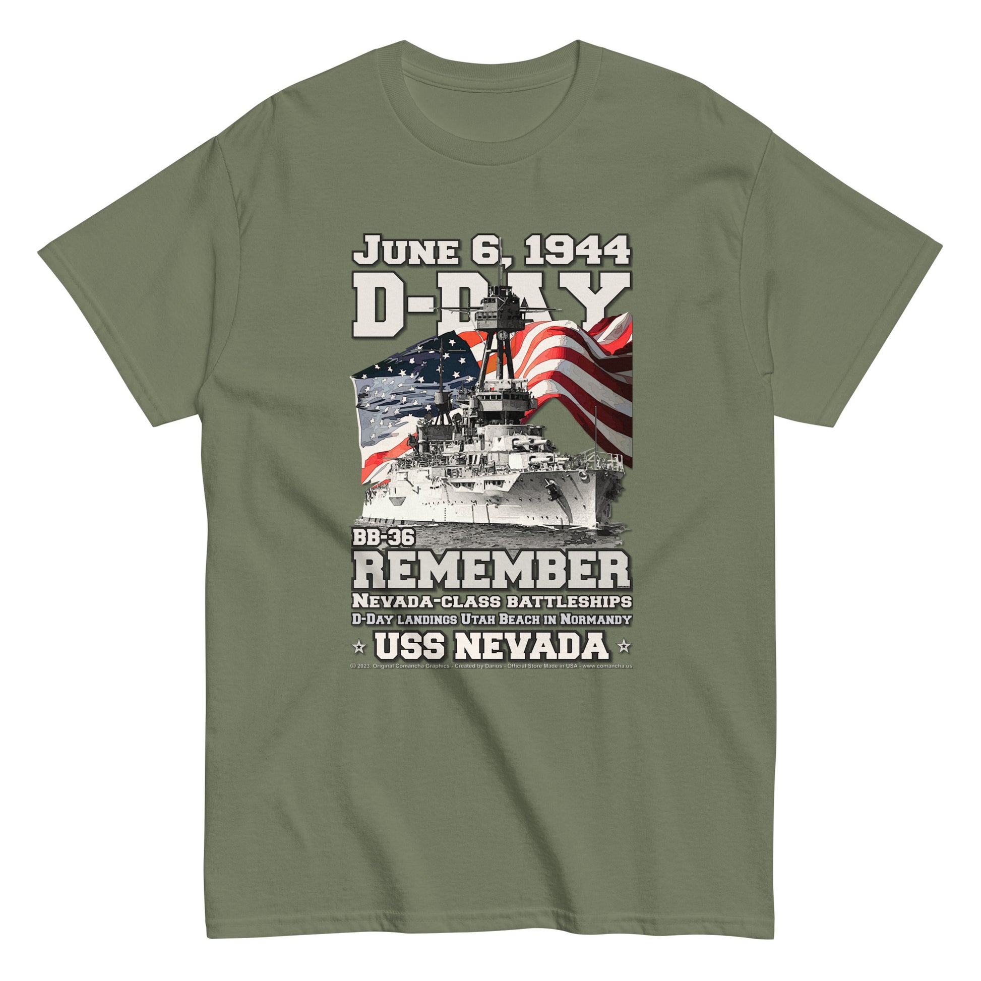 USS NEVADA BB-36 Battleship D-Day Veterans t-shirt, Comancha T-shirts,