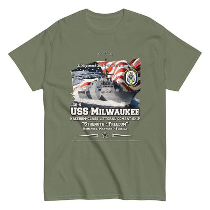 USS MILWAUKEE LCS-5 Littoral Combat Ship T-Shirt, Comancha Navy Sailors T-shirts,