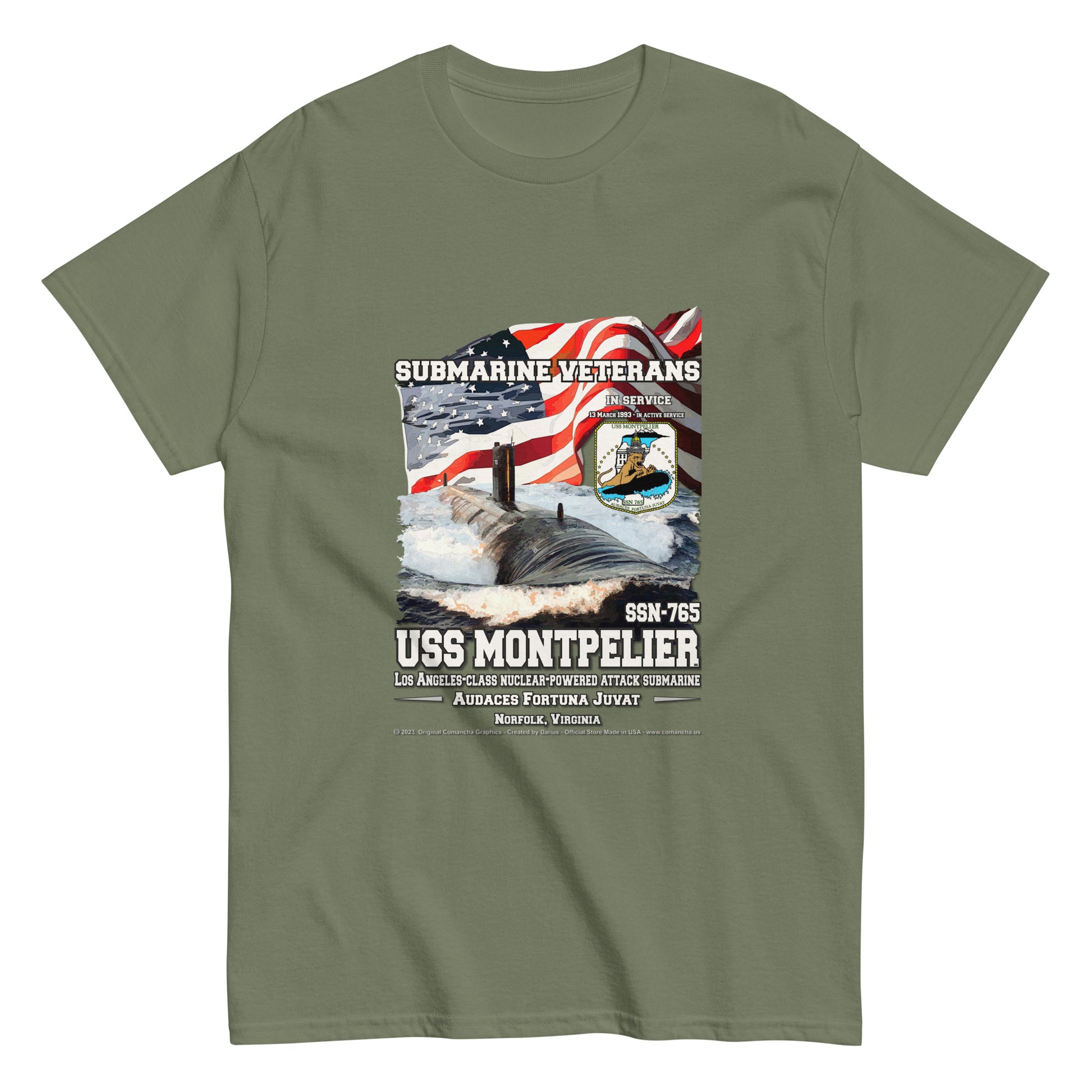 USS MONTPELIER SSN-765 Submarine Veterans T-Shirt, Comancha Navy T-shirts,