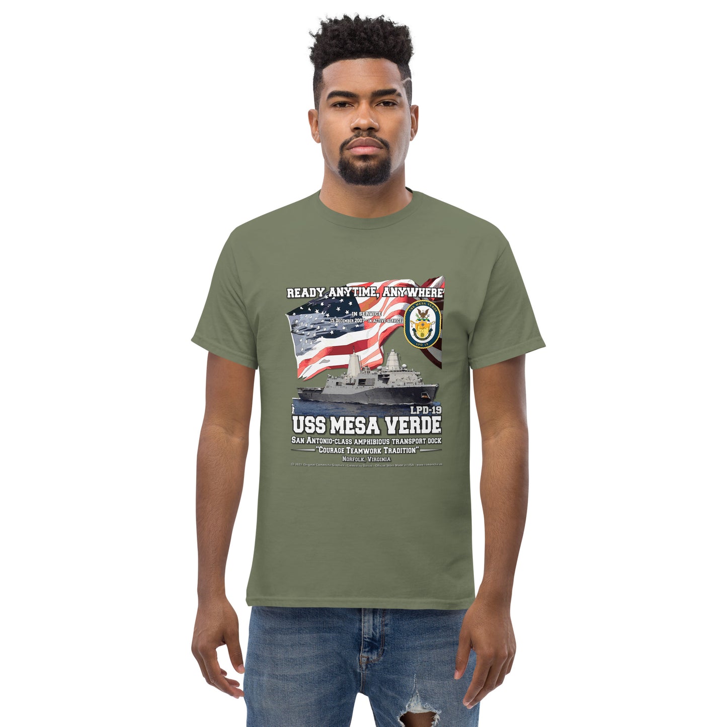 USS MESA VERDE LPD-19 Amphibious Transport Dock Classic T-Shirt, Comancha Navy T-shirts,