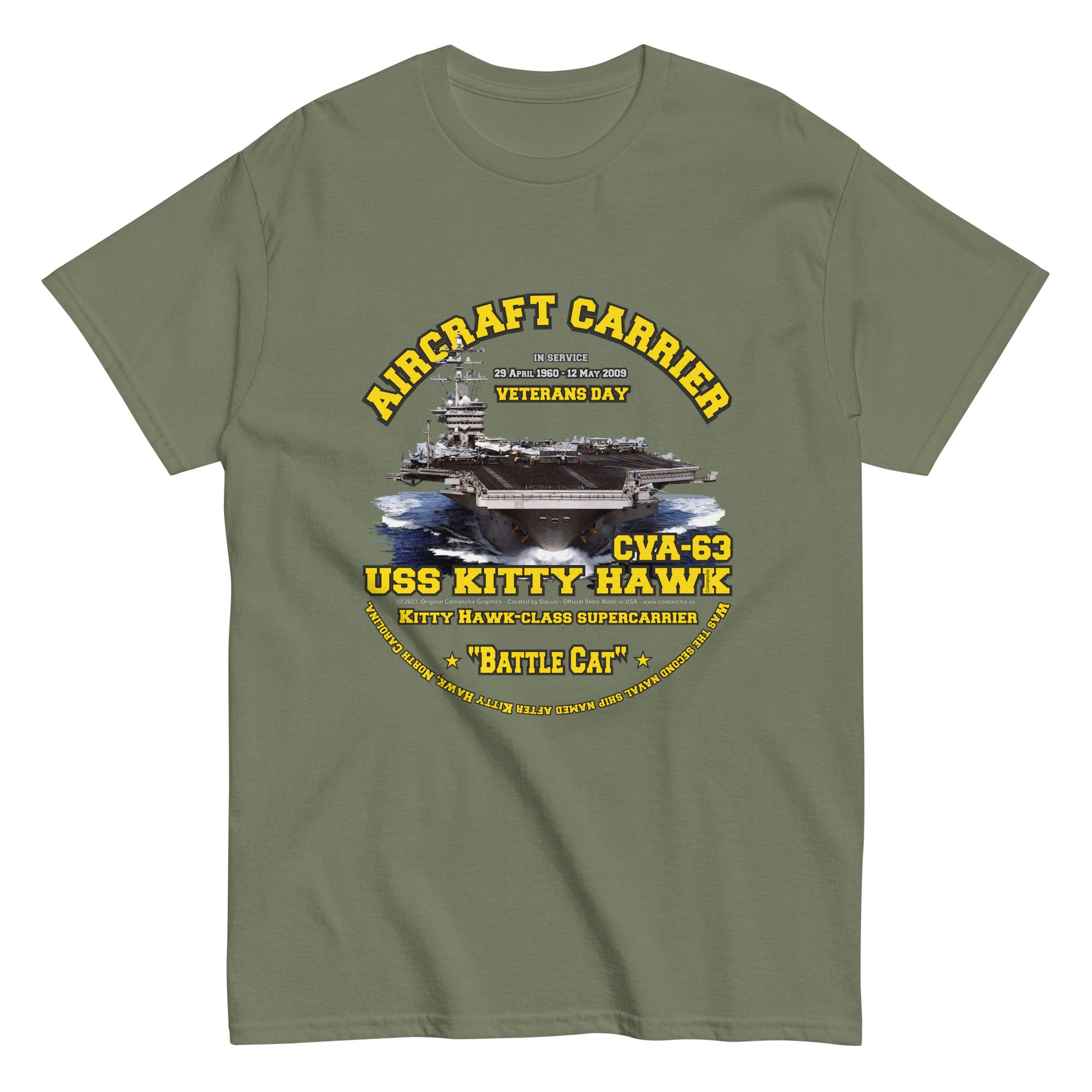 USS KITTY HAWK CVA-63 Aircraft Veterans Veterans T-Shirt, Comancha Navy T-shirts,