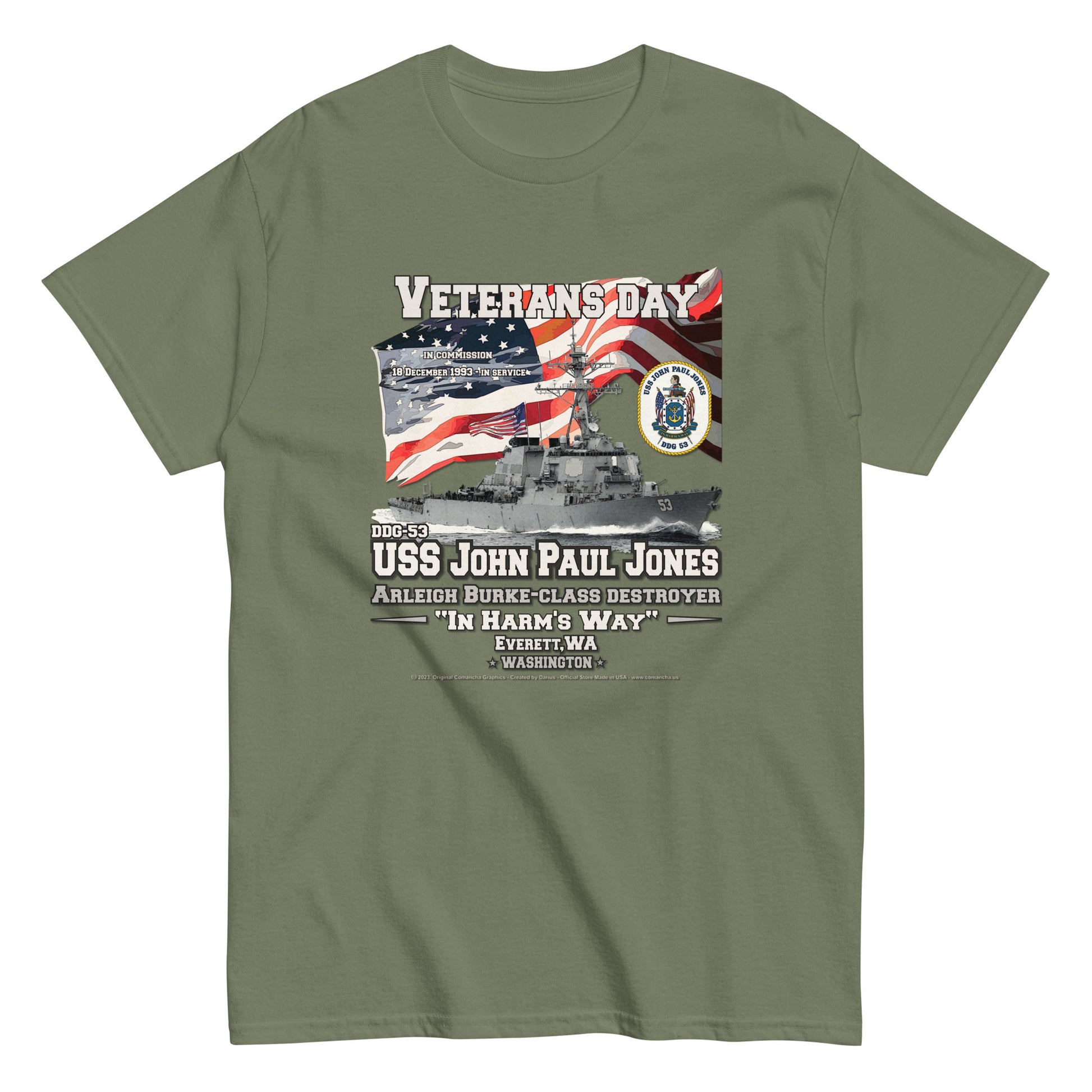 USS JOHN PAUL JONES tee, DDG-53 Destroyer Veterans T-Shirt, Comancha T-Shirts, USS JOHN PAUL JONES,Destroyer Veterans T-Shirt, US NAVY T-shirts,