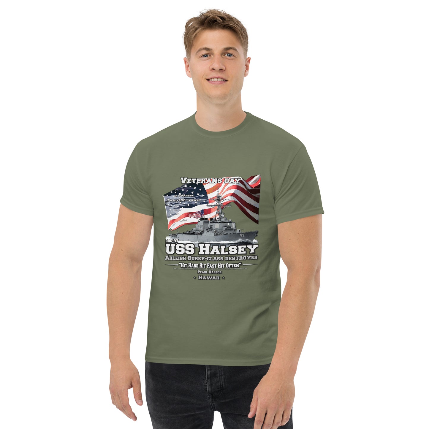 USS HALSEY tee,USS HALSEY DDG-97 Destroyer, tee Navy Classic T-shirt, Comancha Store, USS HALSEY DDG-97 Destroyer Veterans Classic T-shirt, Comancha T-shirt Store,