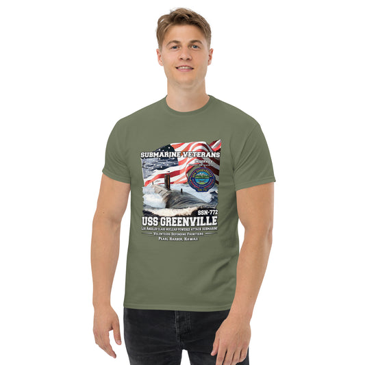 USS GREENVILLE SSG-772 tee, USS GREENVILLE SSG-772 Veterans tee,USS GREENVILLE SSG-772 Submarine Veterans Classic Tee, Comancha Submarine Vetrans,