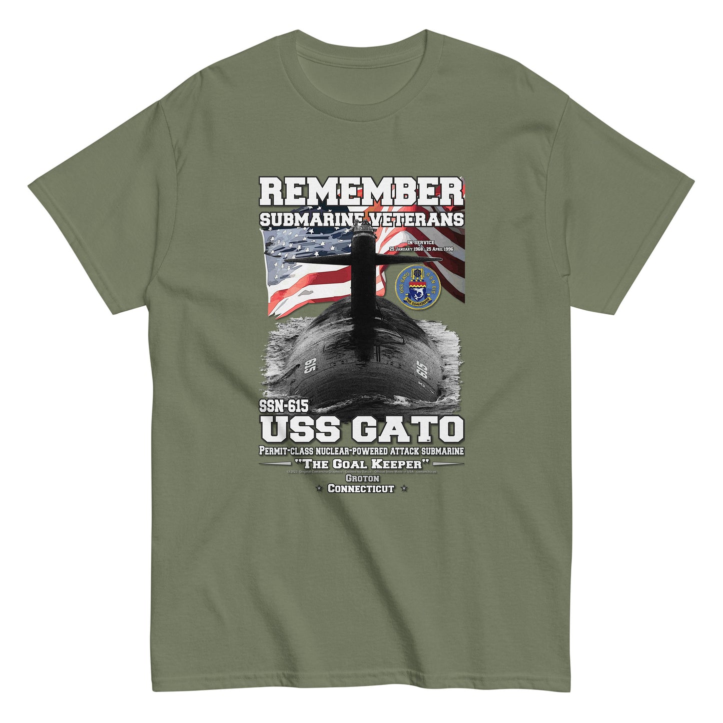 USS GATO tee, USS GATO veterans tee,USS GATO SSN-615 Submarine Veterans Classic Tee, Comancha Tees Store,