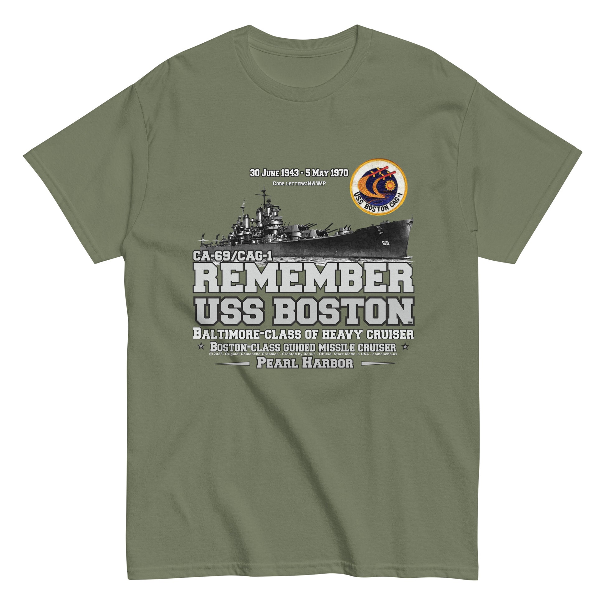 USS BOSTON t-shirt,USS BOSTON CA-69 t-shirt, Cruiser Veterans t-shirt, Comancha T-shirts,