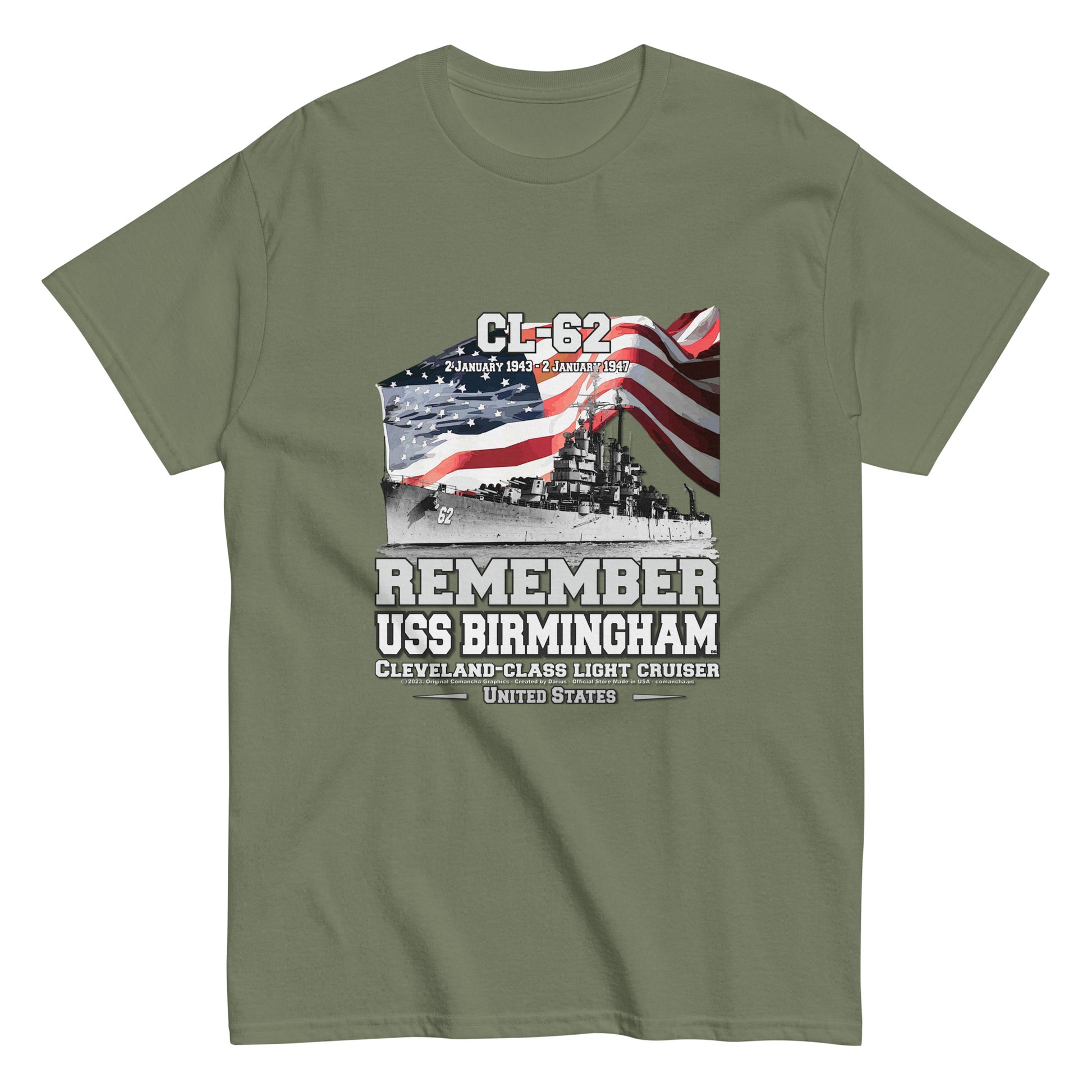 USS BIRMINGHAM t-shirt,USS BIRMINGHAM CL-62 t-shirt, Veterans Light Cruiser Ship T-shirt, Navy T-shirts,