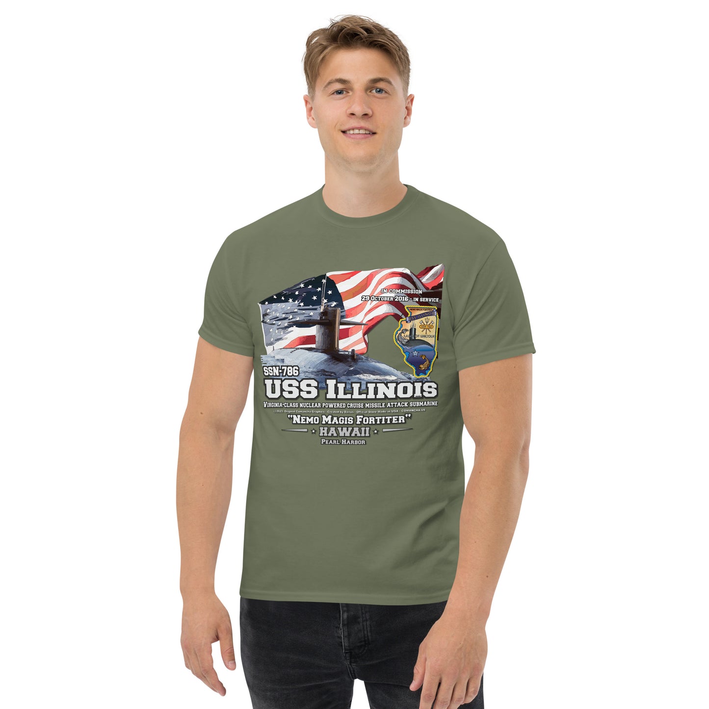 USS ILLINOIS veterans tee, US Navy Veterans tee,USS ILLINOIS SSN-786 t-shirt, US Navy Submarine T-shirt, Comancha Submarine T-shirt,