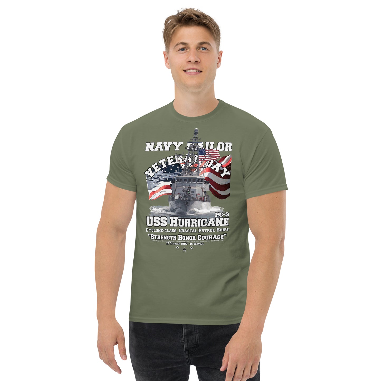 USS HURRICANE PC-3 t-shirt, USS HURRICANE PC-3 veterans tee, Patrol Ship Veterans tee,USS HURRICANE PC-3 Patrol Ship Veterans T-shirt, US Patrol Ship Tees, Comancha T-shirt,