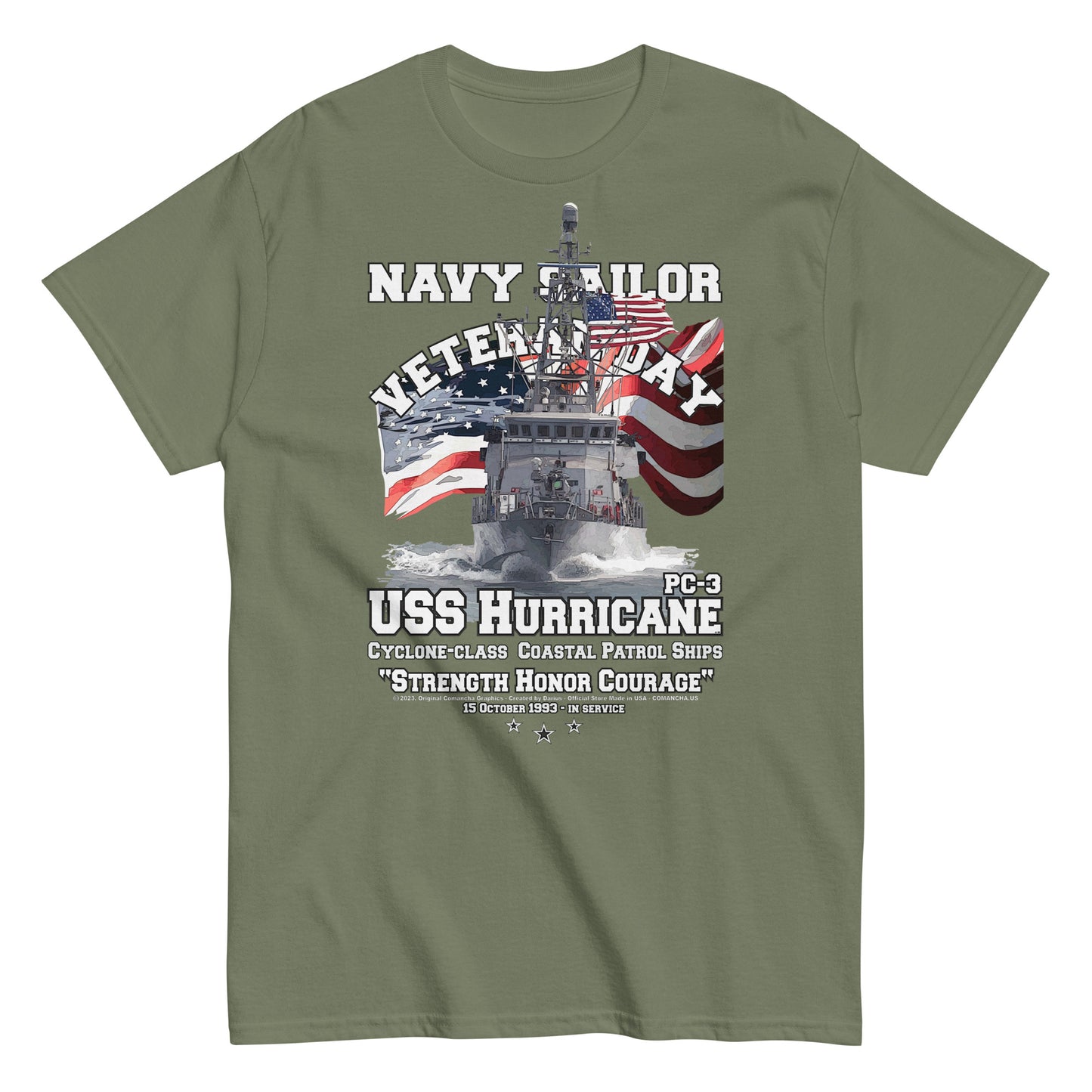 USS HURRICANE PC-3 t-shirt, USS HURRICANE PC-3 veterans tee, Patrol Ship Veterans tee,USS HURRICANE PC-3 Patrol Ship Veterans T-shirt, US Patrol Ship Tees, Comancha T-shirt,