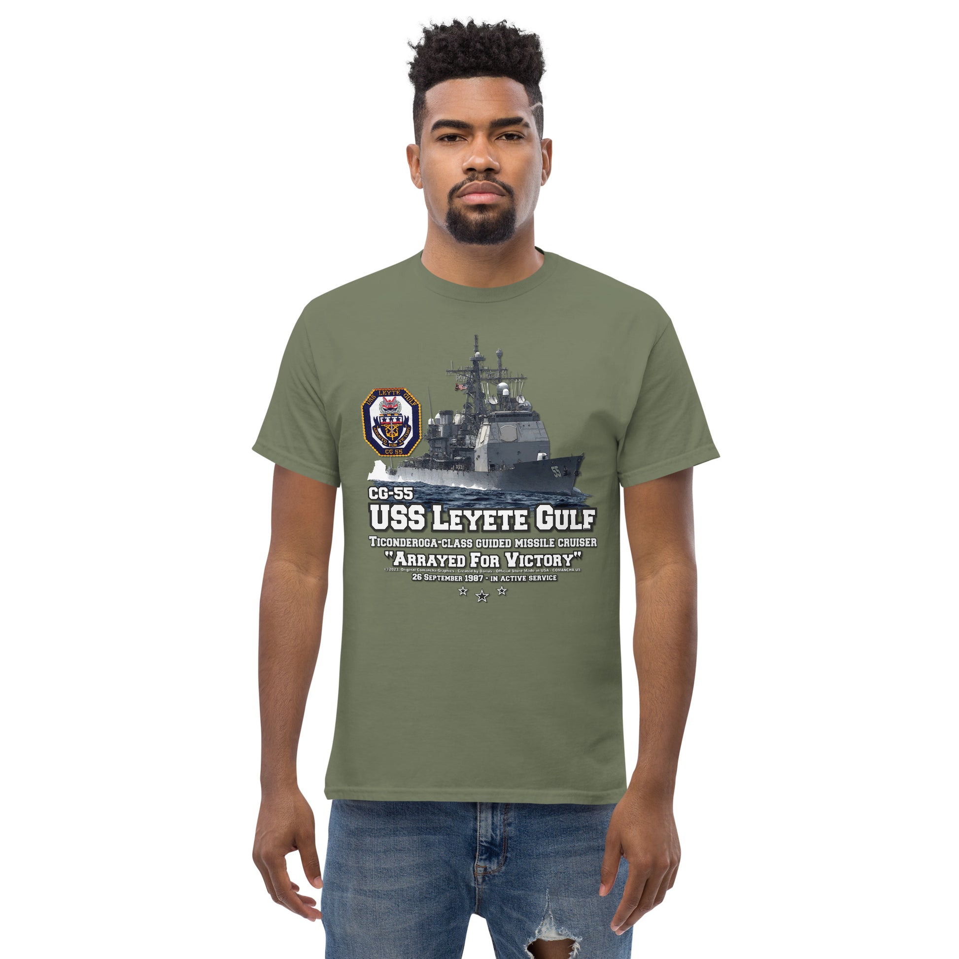 USS LEYETE GULF t-shirt, USS LEYETE GULF cruiser T-shirt,USS LEYETE GULF CG-55 US Navy Cruiser Veterans T-shirt, US Navy Cruiser Tee, Comancha Navy T-shirt,