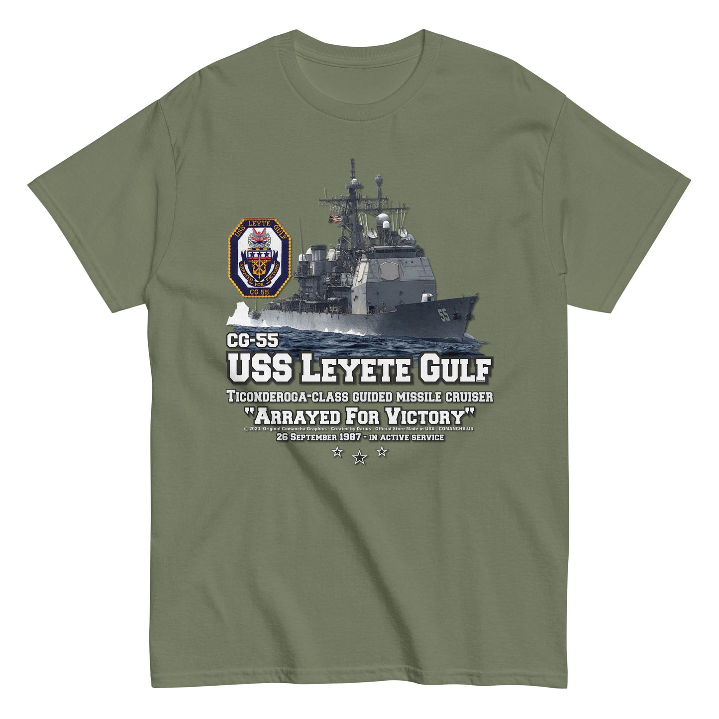 USS LEYETE GULF t-shirt, USS LEYETE GULF cruiser T-shirt,USS LEYETE GULF CG-55 US Navy Cruiser Veterans T-shirt, US Navy Cruiser Tee, Comancha Navy T-shirt,