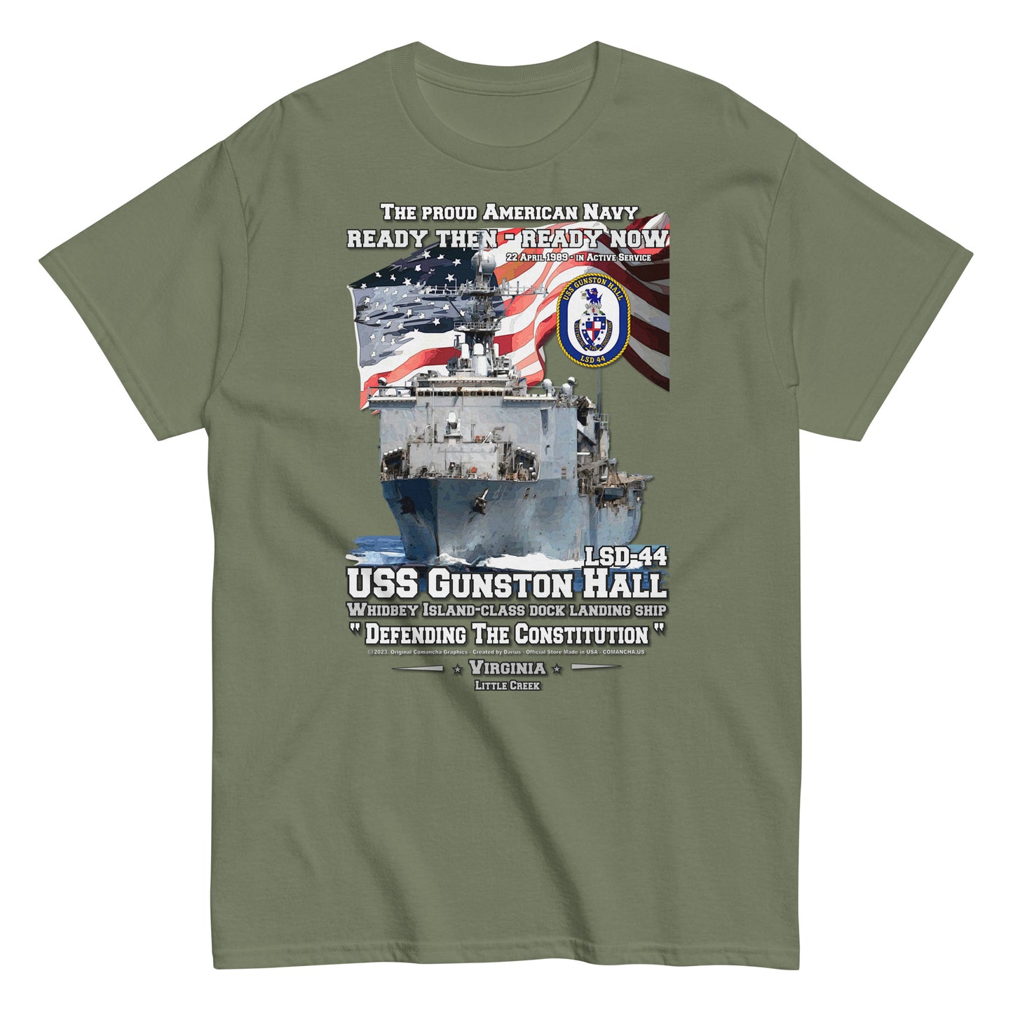 USS GUNSTON HALL tee,comancha graphics,us navy veterans tee, navy ships tees,