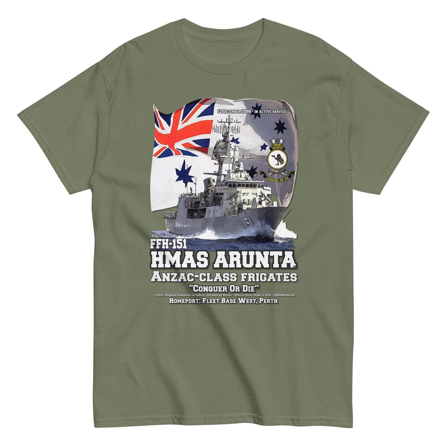 HMAS ARUNA t-shirt, HMAS ARUNA Frigate T-shirt,HMAS ARUNA FFH-151 Frigate T-shirt, HMAS ARUNA FFH-151 T-shirt,