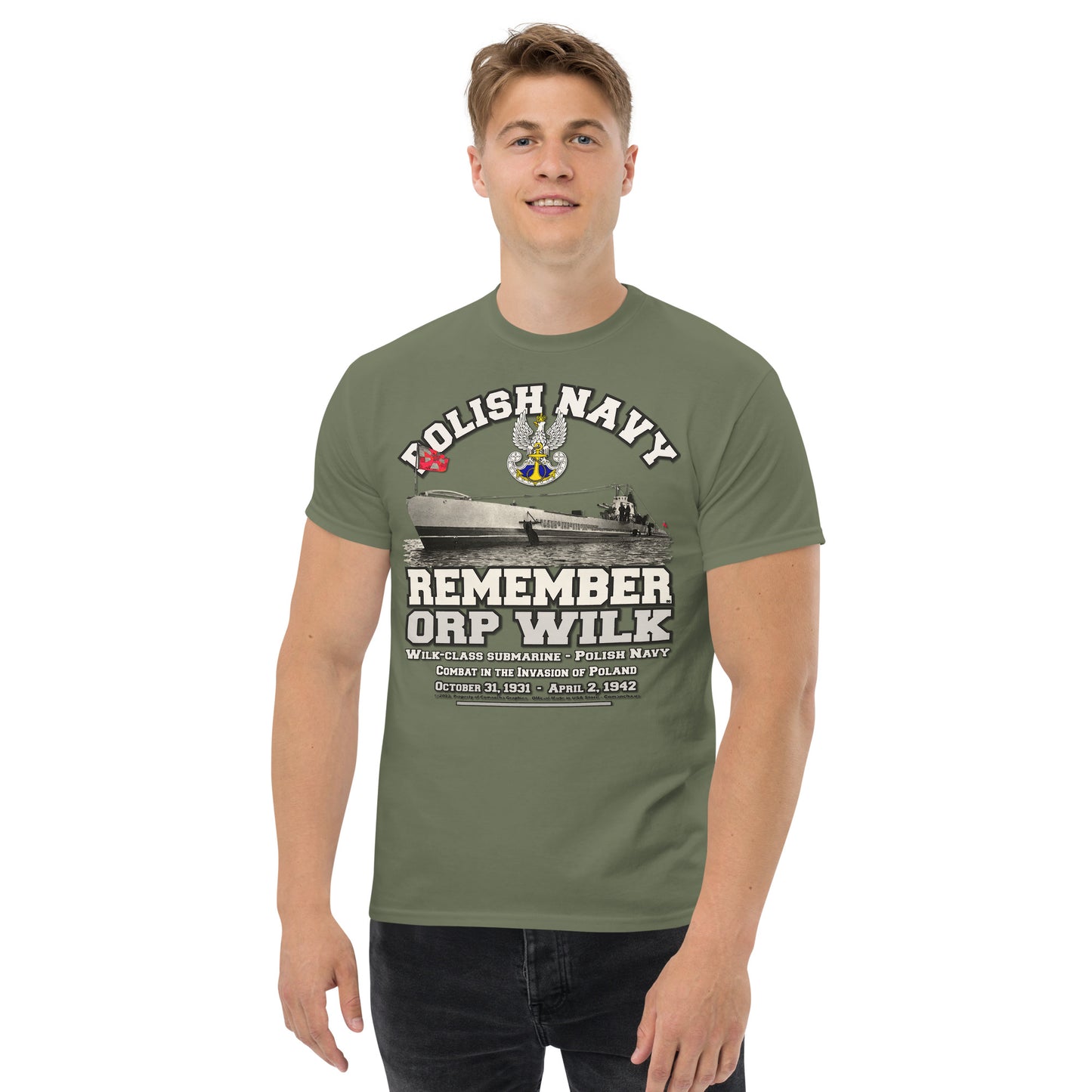 ORP WILK tee, Polska Marynarka Wojenna t-shirt, ORP WILK Polish submarine t-shirt, Comancha Graphics,