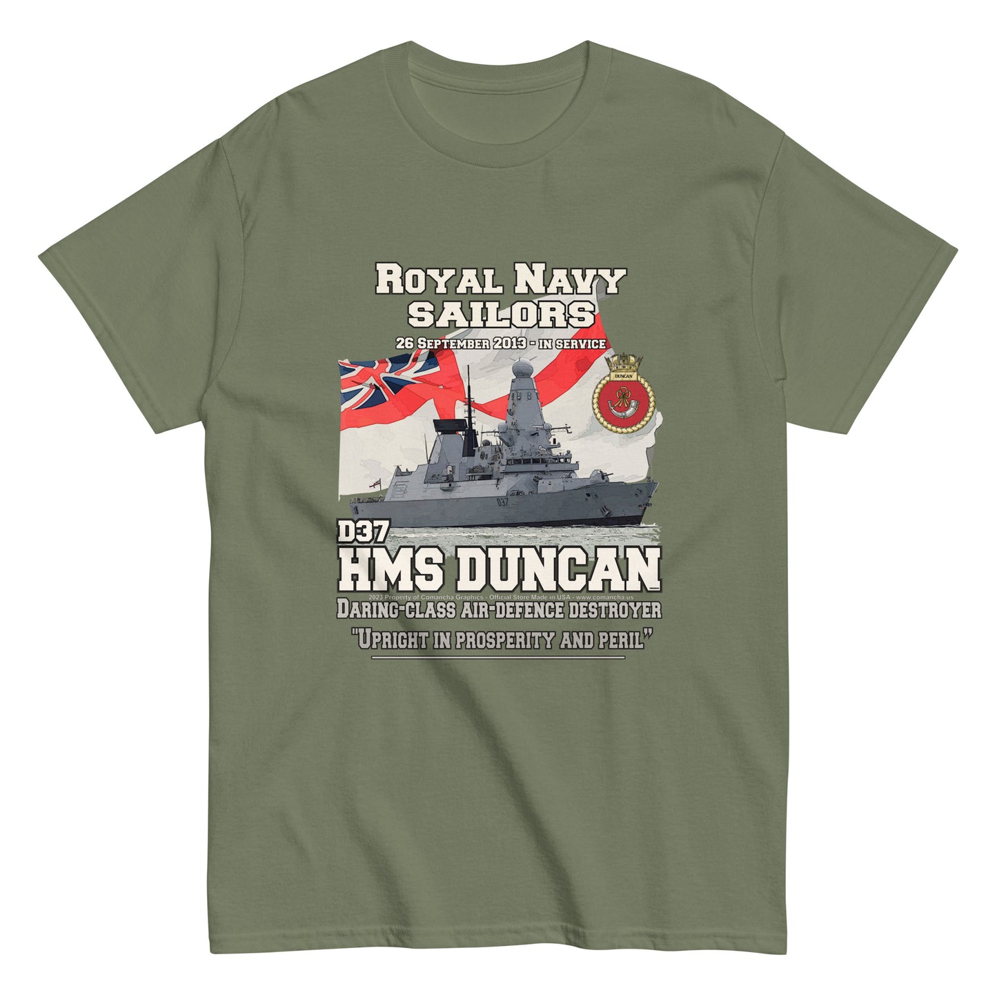 HMS DUNCAN D37 t-shirt,Destroyer T-shirt, Comancha Graphics,