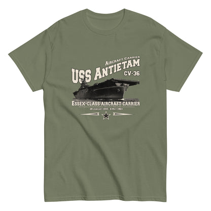 USS ANTIETAM t-shirt, USS ANTIETAM CV-36 t-shirt, aircraft carrier veterans, Original Comancha Graphics,