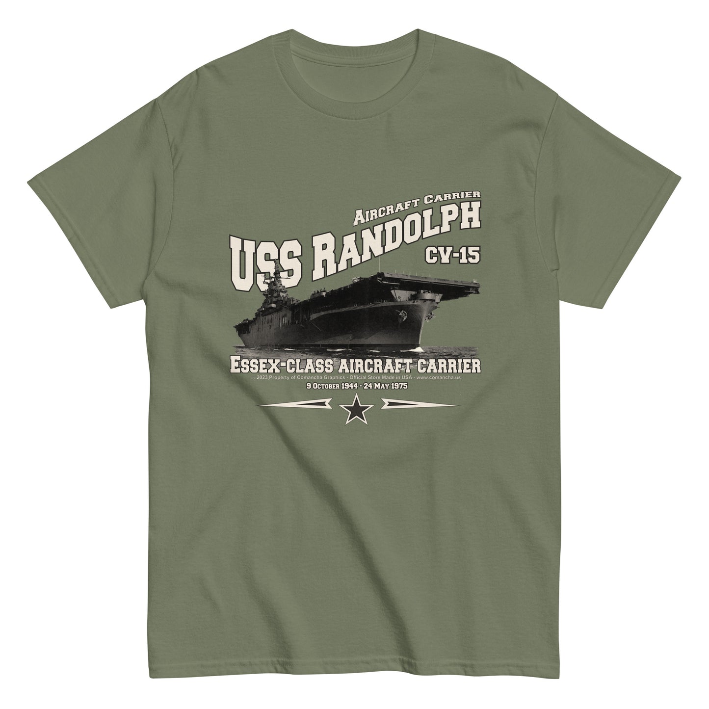 USS RANDOLH tee,USS RANDOLH CV-15 tee, US Navy tee,aircraft carrier veterans T-shirt, Property Comancha Graphics,