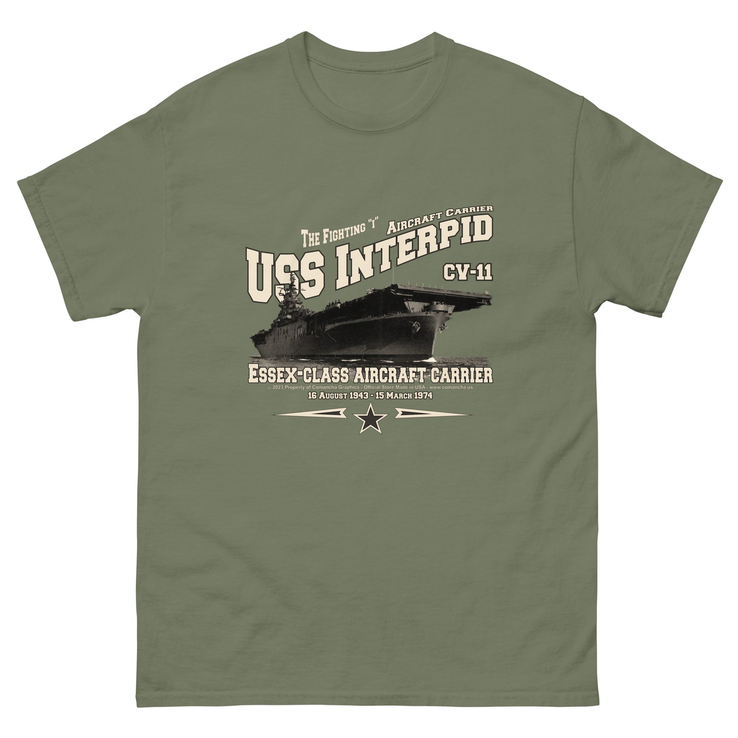 USS INTRPID t-shirt,USS INTRPID CV-11 tss,US Navy tee, aircraft carrier veterans T-shirt, Property Comancha Graphics,