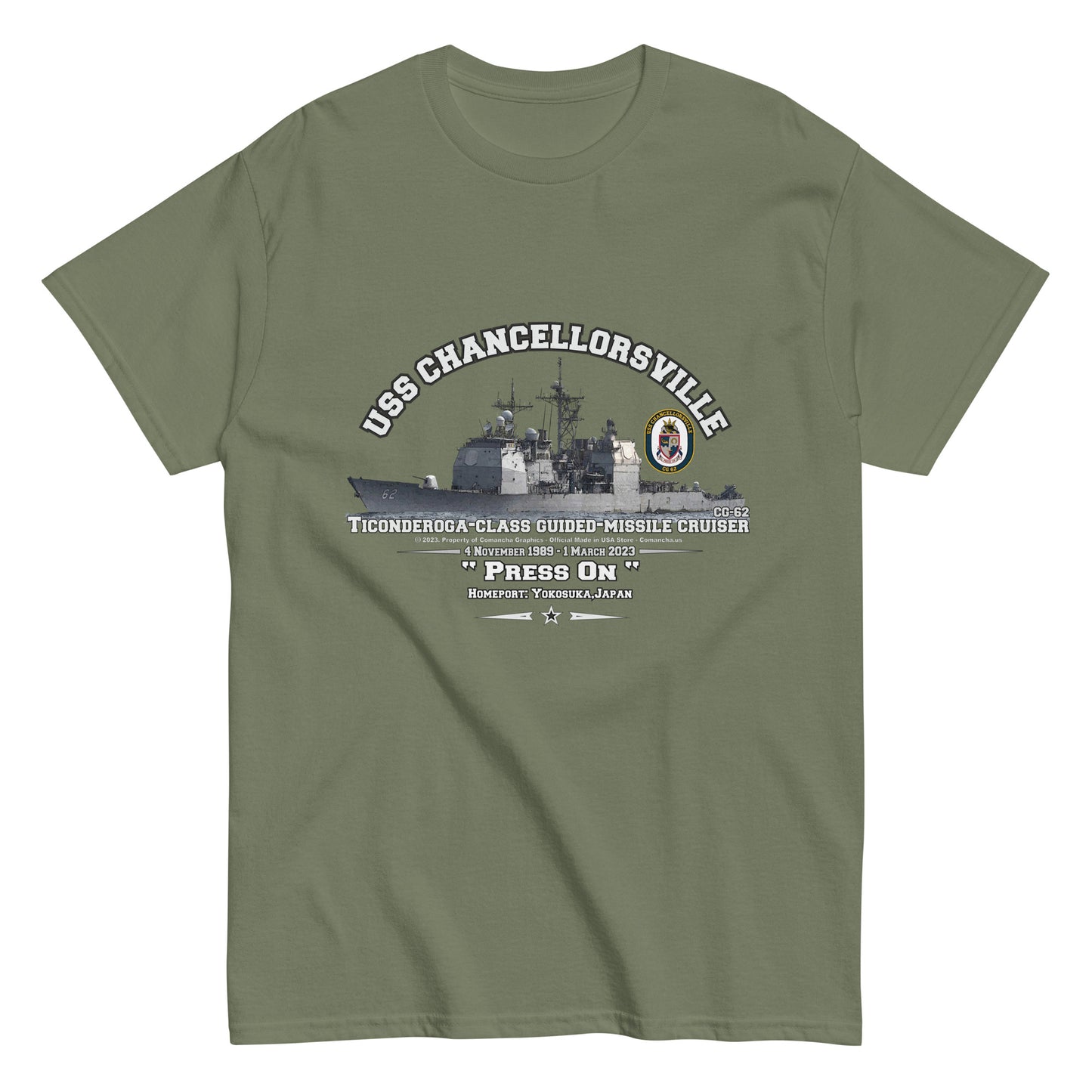 USS Chancellorsville CG-62 Cruiser T-shirt,USS Chancellorsville t-shirt,USS Chancellorsville cruiser tee, us navy veterans tee,comancha store,