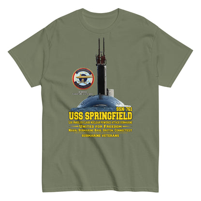 USS SPRINGFIELD SSN-761 T-shirt,USS SPRINGFIELD t-shirt, SSN-761 T-shirt, submarine veterans tee,us navy tee,comancha tee,