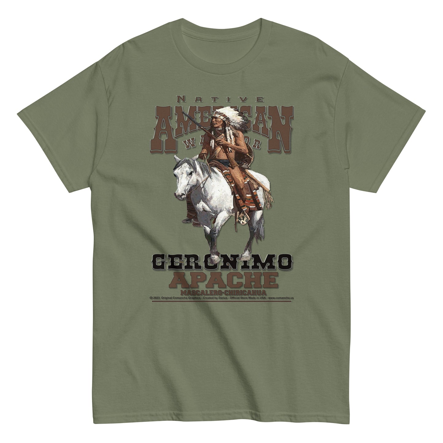 Geronimo warrior tee, Apache warrior t-shirt, Comancha T-shirt,