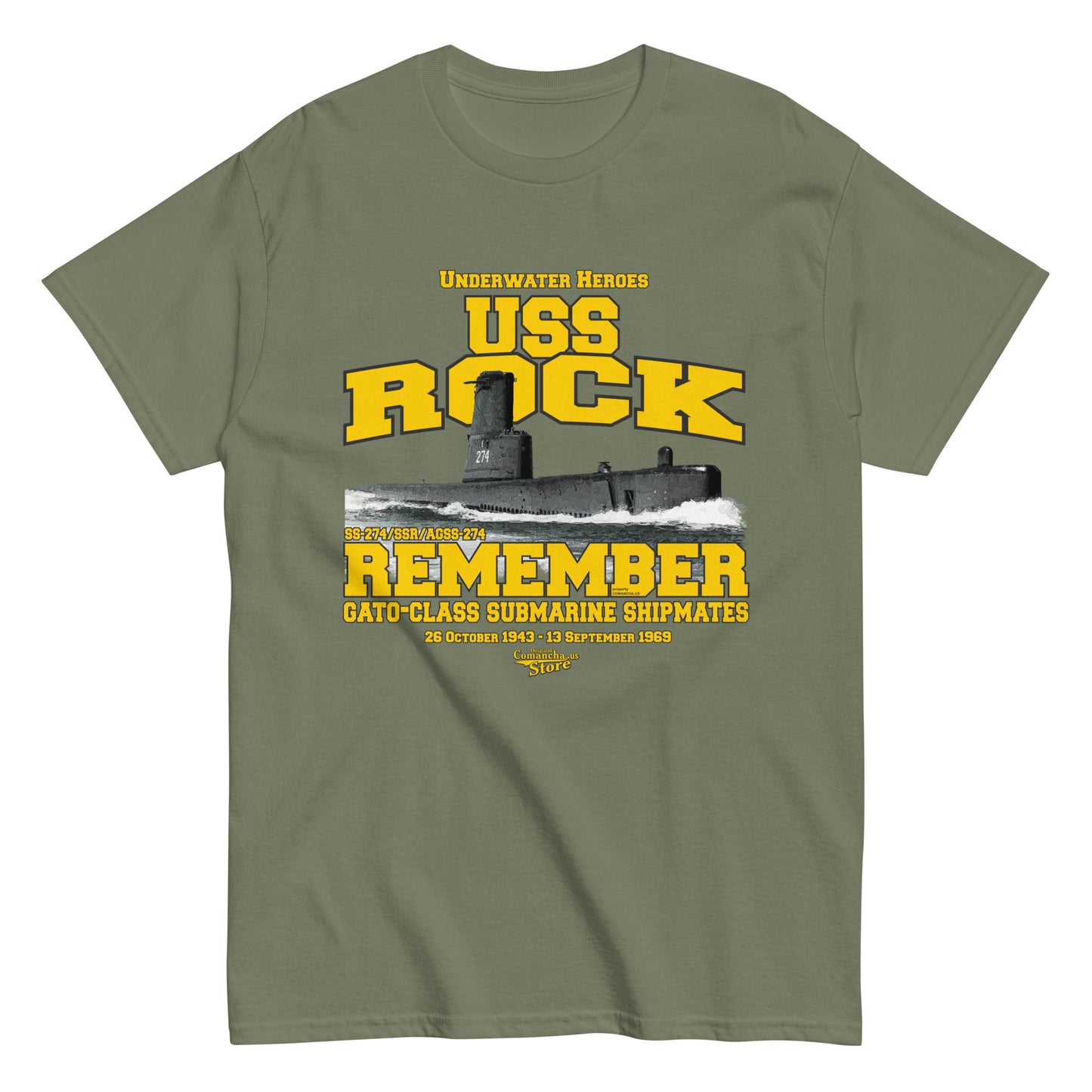 USS Rock SS/SSR/AGSS-274 Submarine t-shirt