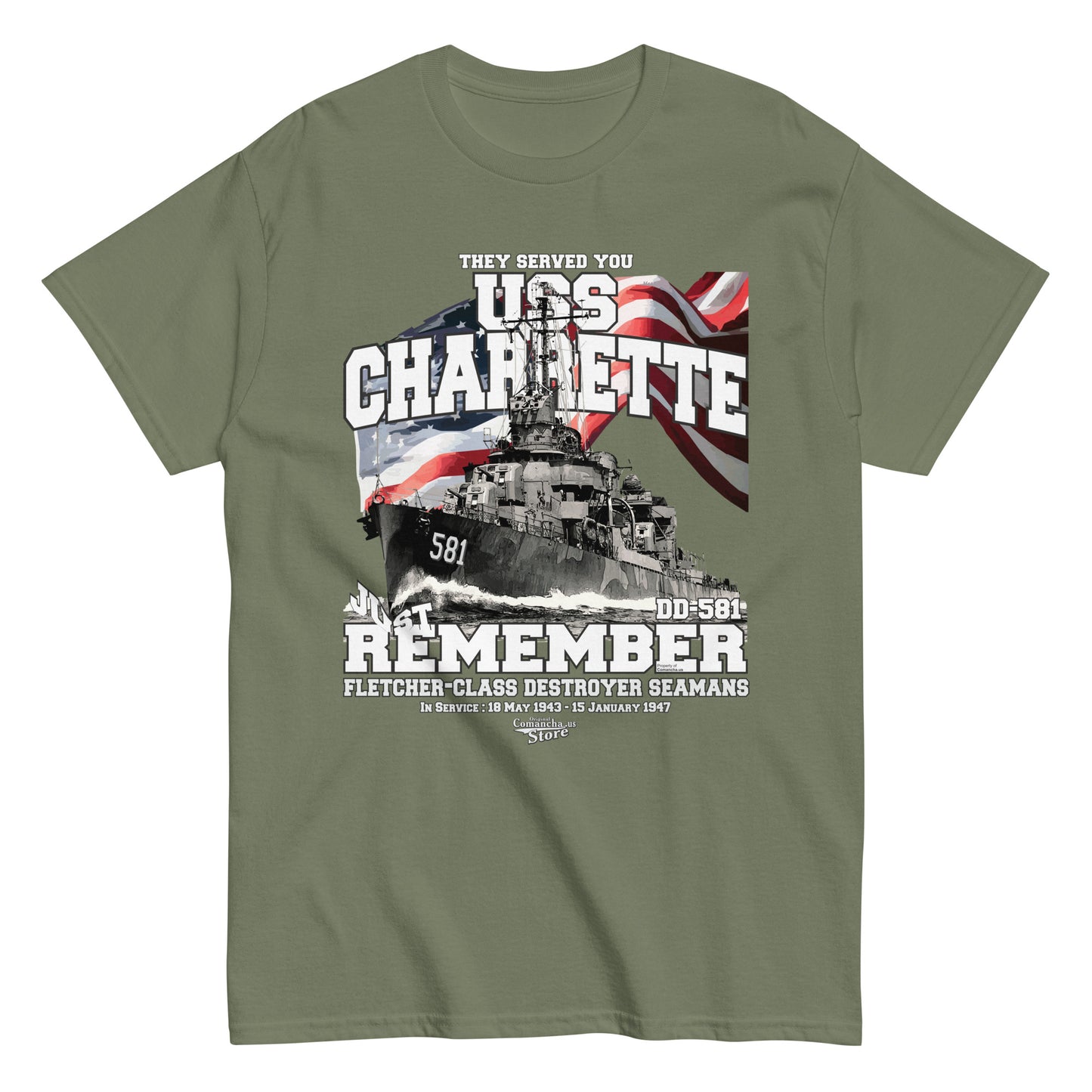 USS Charrette DD-581 destroyer t-shirt