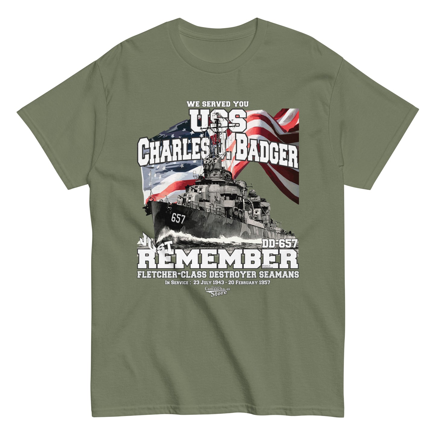 USS Charles J. Badger DD-657 destroyer t-shirt