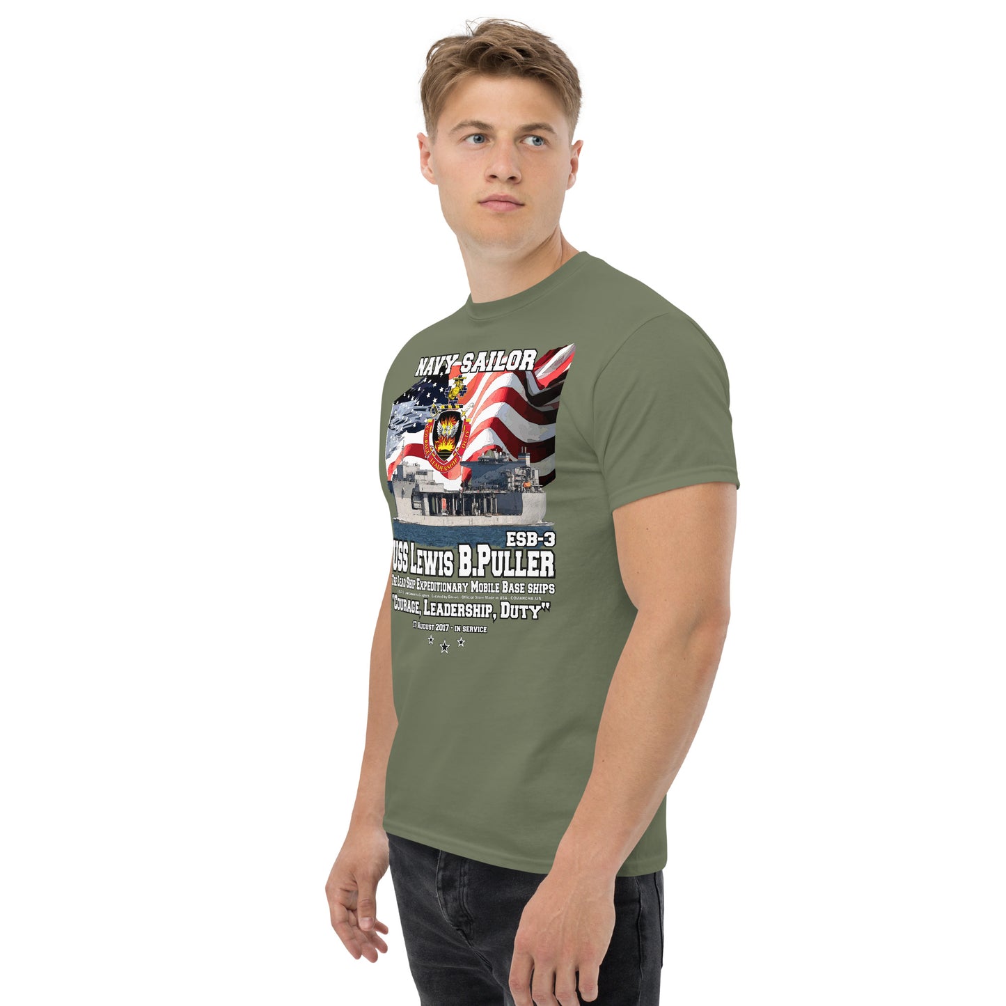 USS LEWIS PULLER t-shirt, USS LEWIS PULLER Mobile base tee,USS LEWIS PULLER ESB-3 Mobile Base Veterans T-shirt, US Navy Mobile Base Tee, comancha Store,