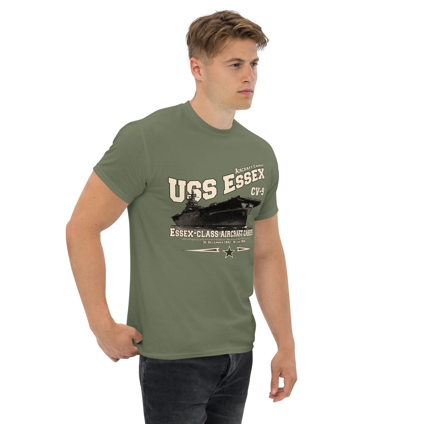 USS ESSEX CV-9 T-Shirt, USS ESSEX CV-9 aircraft carrier T-shirt, US Navy Veterans t-shirt,Comancha Graphics,