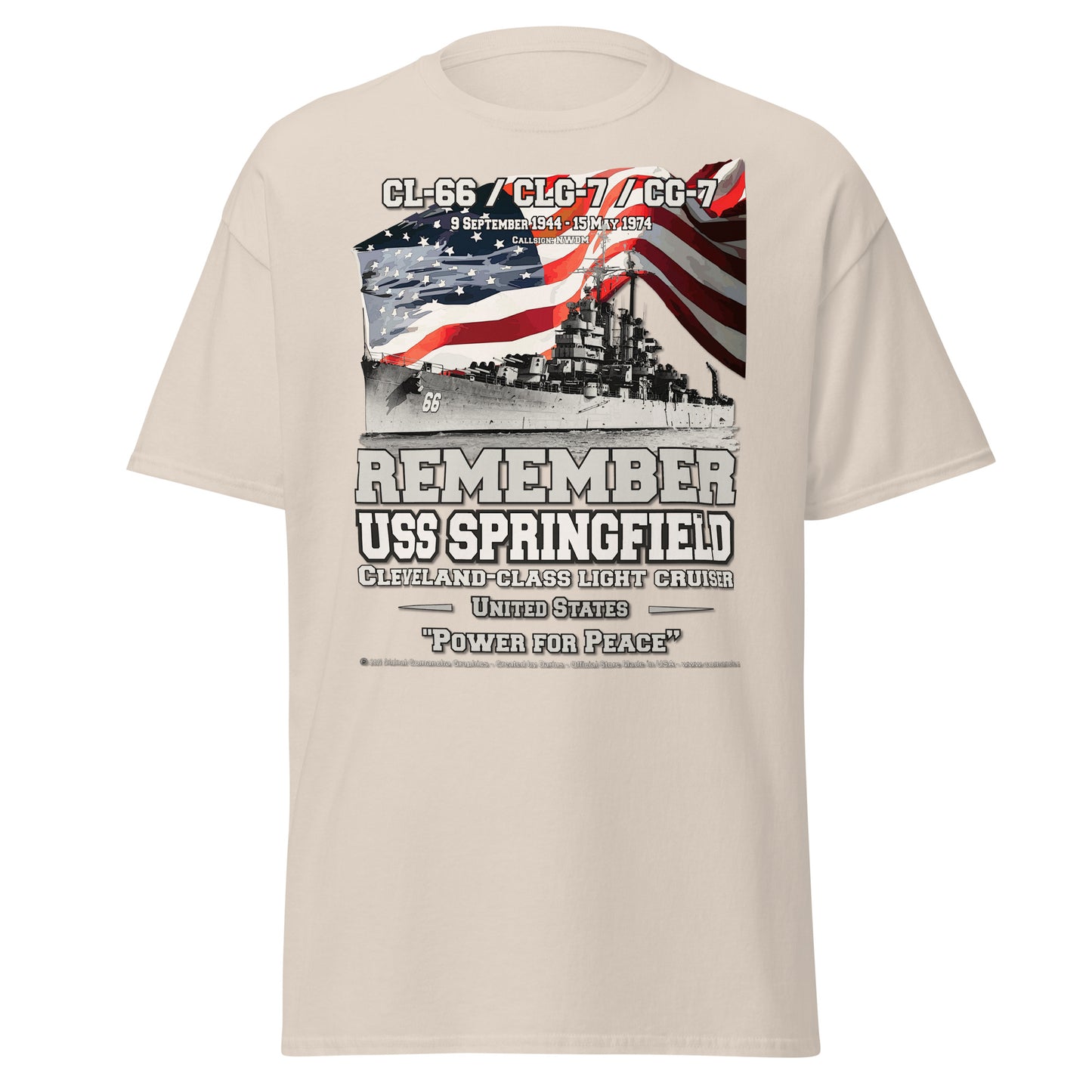 USS SPRINGFIELD CL-66 Light Cruiser Veterans, Comancha Navy Tees,