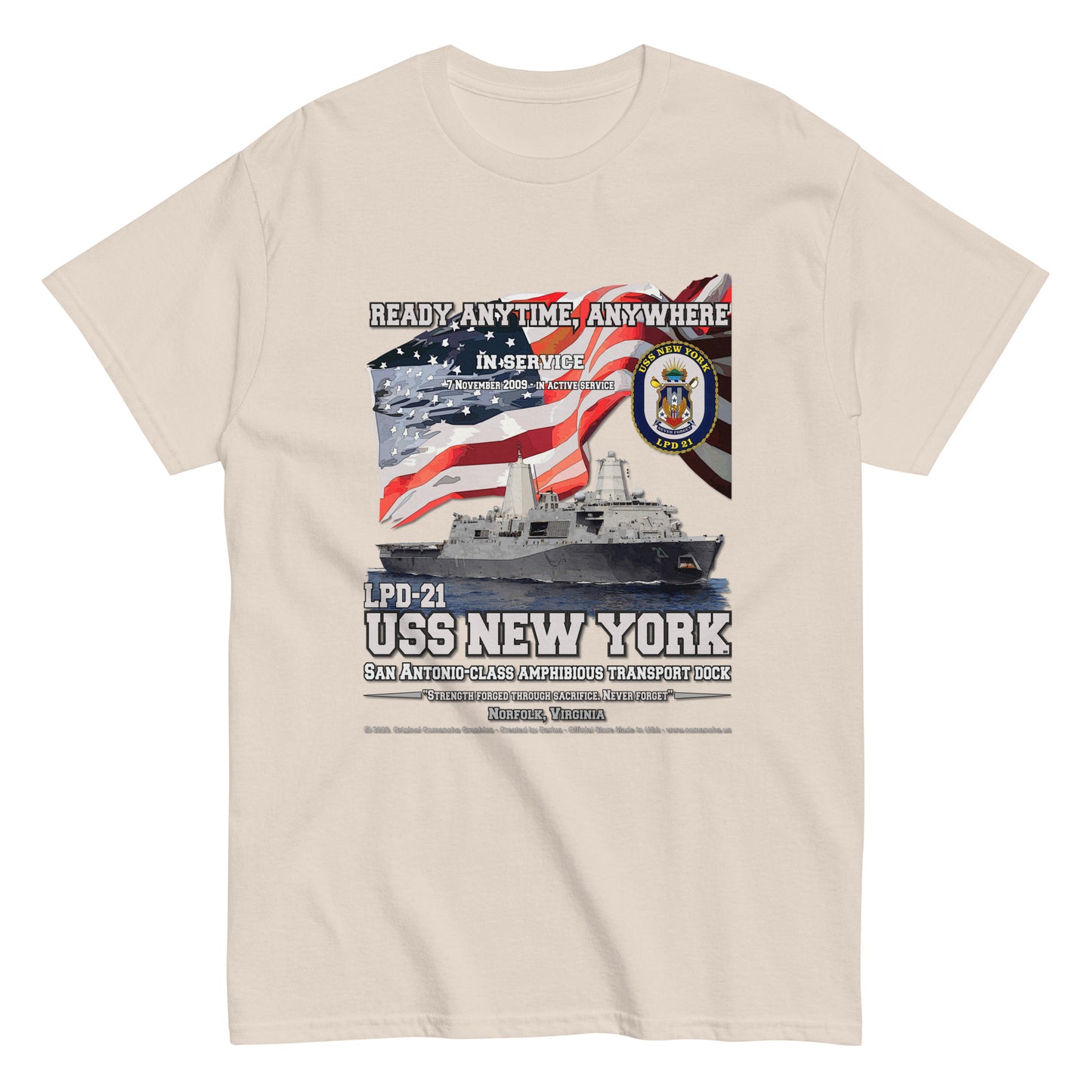 USS NEW YORK LPD-21, Amphibious Transport Dock Veterans Day T-shirt, Comancha,