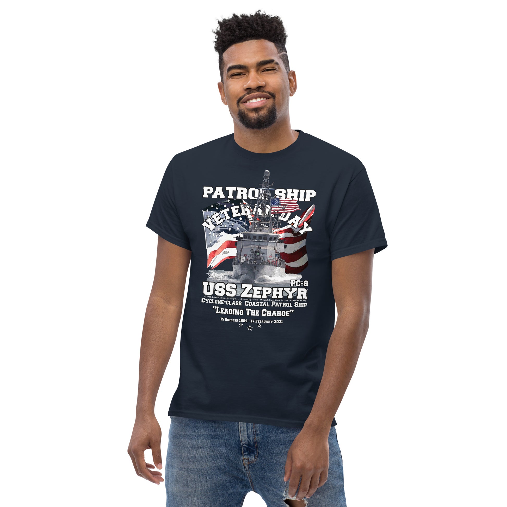 USS ZEPHYR tee,US Navy Patrol Ship Veterans T-shirt, USS ZEPHYR PC-8 T-shirt, USS ZEPHYR veterans tee,US Navy tees,Comancha Graphics,