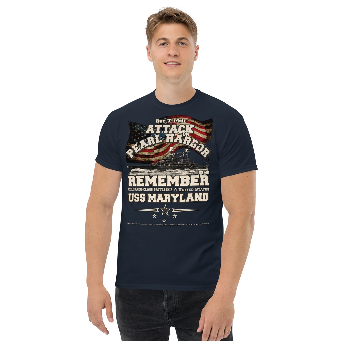 USS MARYLAND BB-46 Battleship, Pearl Harbor Veterans,Comancha Design,